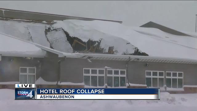 Snowstorm causes hotel roof to collapse in Green Bay area