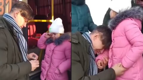 #Ukrainian Father Says Goodbye To Daughter As He Stays Behind To Fight Against Russia _ Viral Video