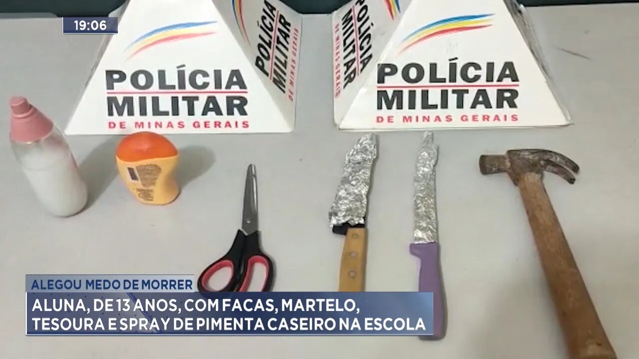 Medo de Morrer: Aluna, de 13 Anos, com Facas, Martelo, Tesoura e Spray de Pimenta Caseiro na Escola.