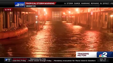 Streets of downtown Fort Myers flooded during Hurricane Milton