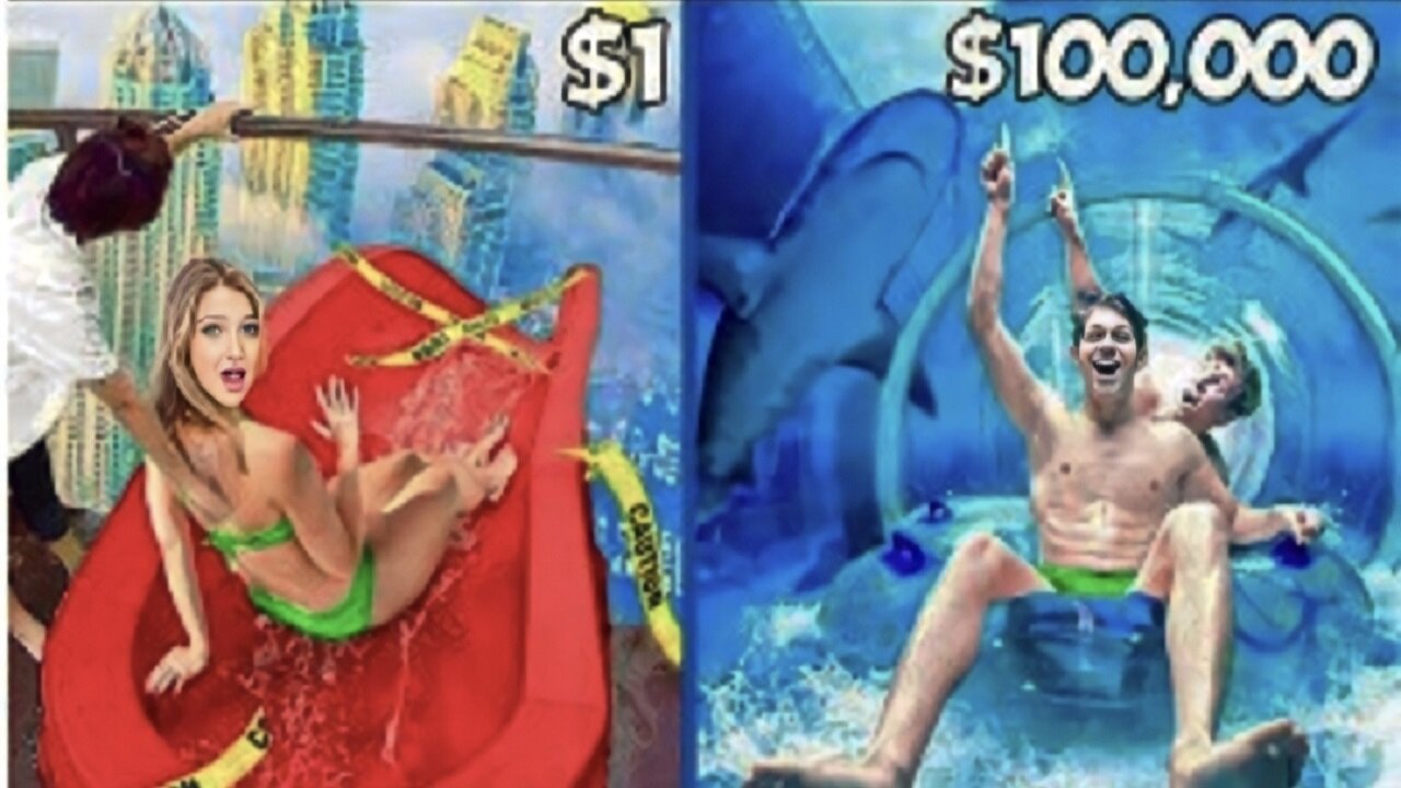 $1 vs $100,000 water park challenge