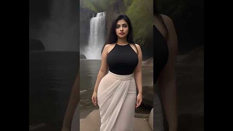 [4k] Al ART beautiful look stylish Indian and fashion lookbook model waterfall look like Art