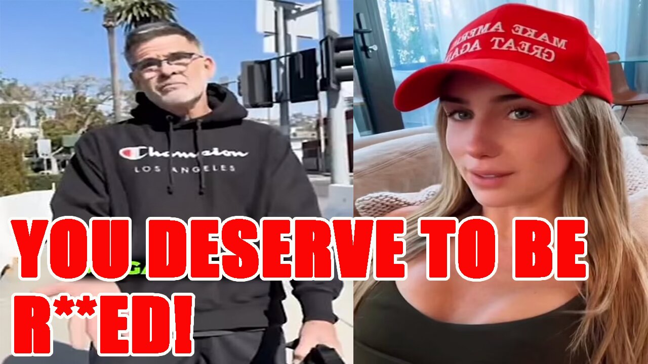 Hollywood producer gets TRIGGERED by woman's MAGA shoes! Then says the MOST DISGUSTING thing to her!