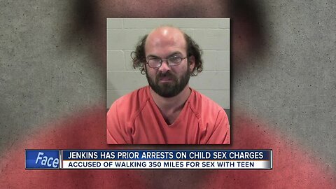 Man accused of walking 350 miles for sex with teen had prior child sex charges
