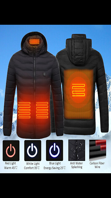 Heated Vest Jacket Washable Usb Charging Hooded Cotton Coat