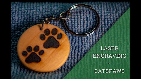 Laser Engraving Keyring - Cats Pawprints
