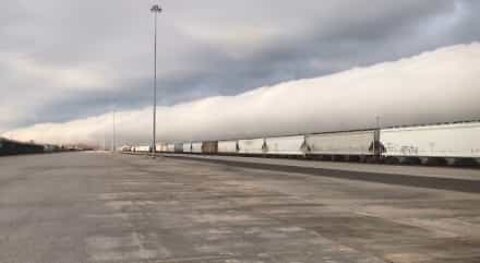 Clouds pass over a train in quite the natural spectacle