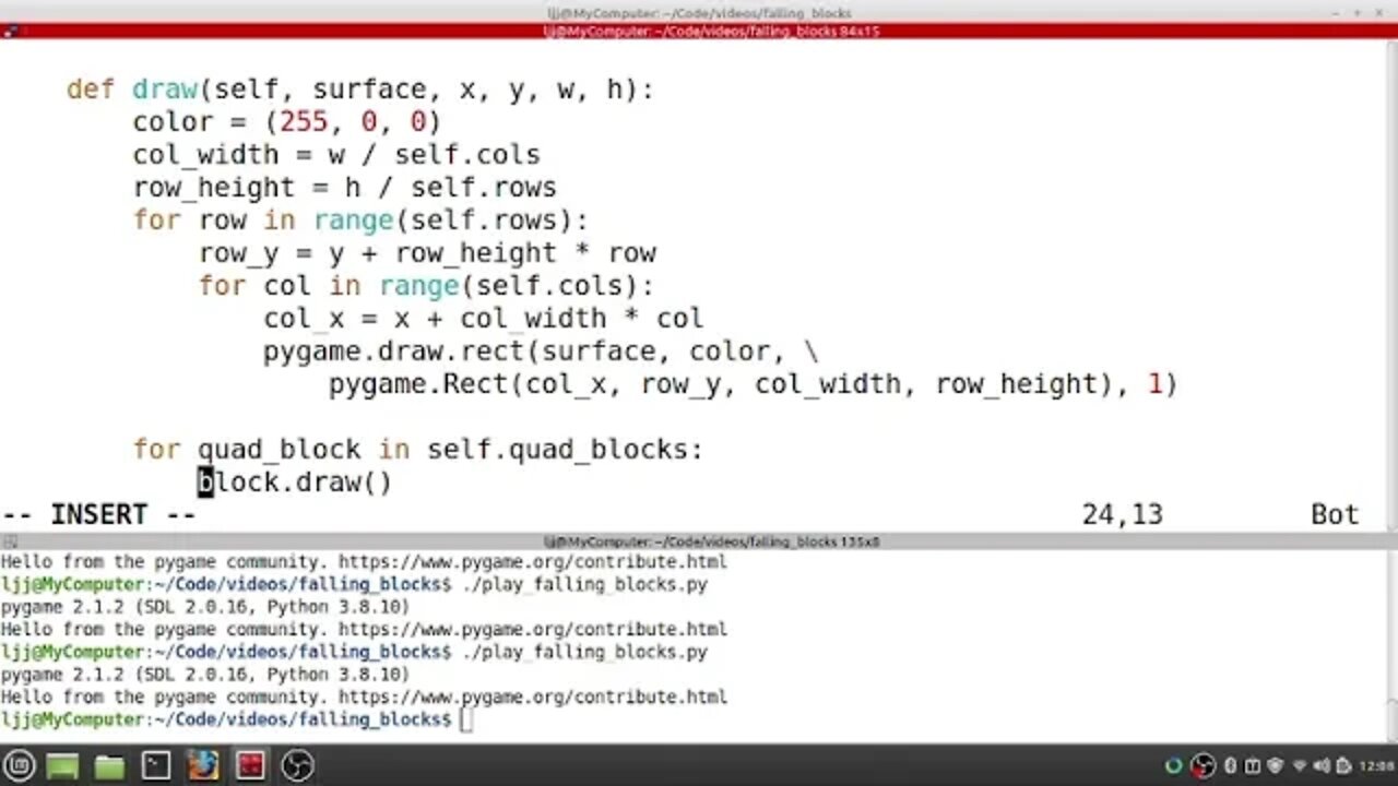 Python Tetris Part 5 (1st block)