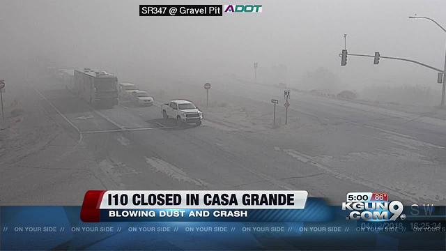 Crash, blowing dust closes I-10 in Casa Grande