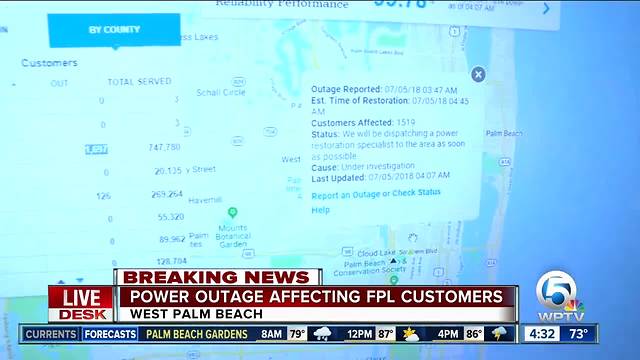 More than 1,500 FPL customers without power near the Palm Beach Zoo