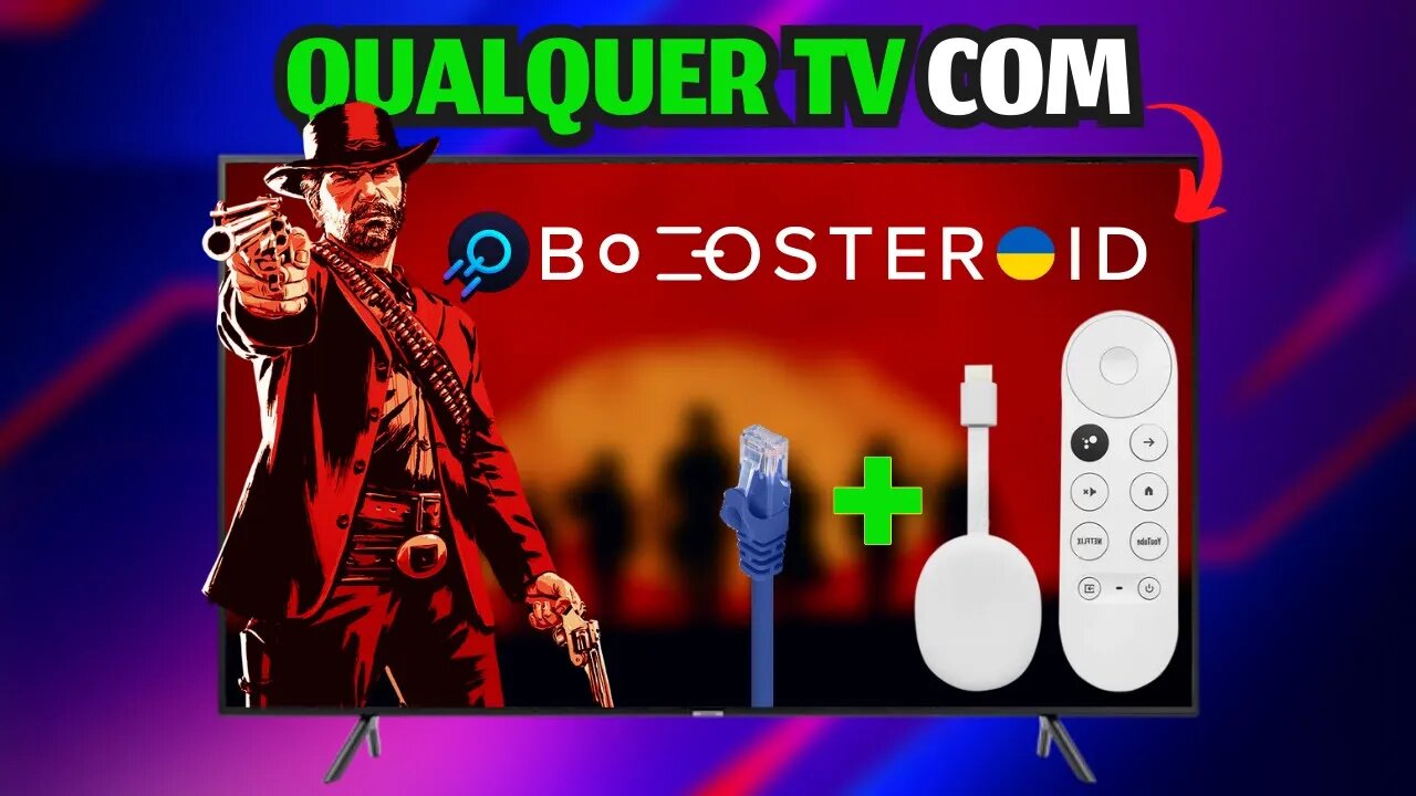 KIT PERFEITO pra jogar BOOSTEROID em QUALQURER TV!! CHROMECAST 4 + ADAPTADOR de REDE - TESTEI RDR2!