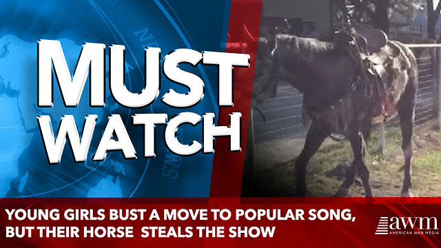 Young girls bust a move to popular song, but their horse steals the show