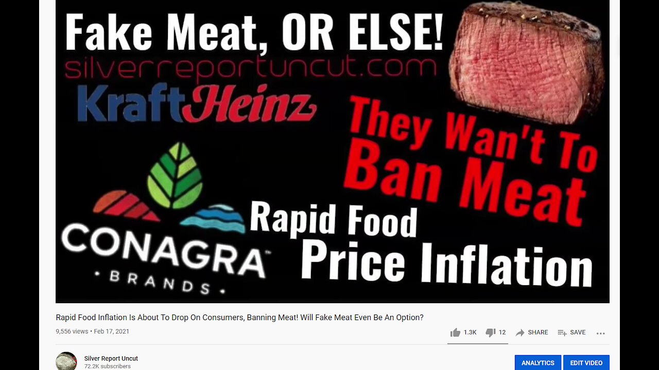 Rapid Food Inflation Is About To Drop On Consumers, Banning Meat! Will Fake Meat Even Be An Option?