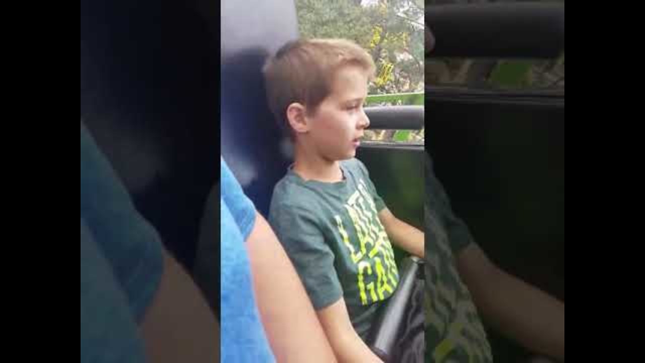 Sweet kid fears for his life during rollercoaster ride