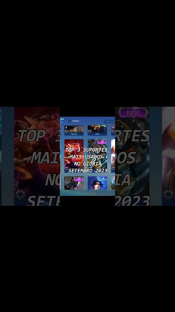 TOP 3 SUPORTES MAIS USADOS NO GLÓRIA| SETEMBRO 2023 #mobilelegends #mlbbcreatorbase #mlbb #mlbbbr