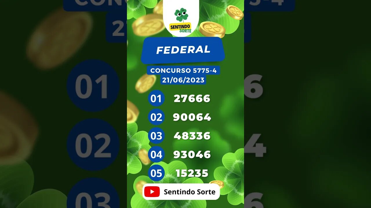 🍀 Resultado LOTERIA FEDERAL 5775-4 | 20/06/23 | Sentindo Sorte #shorts