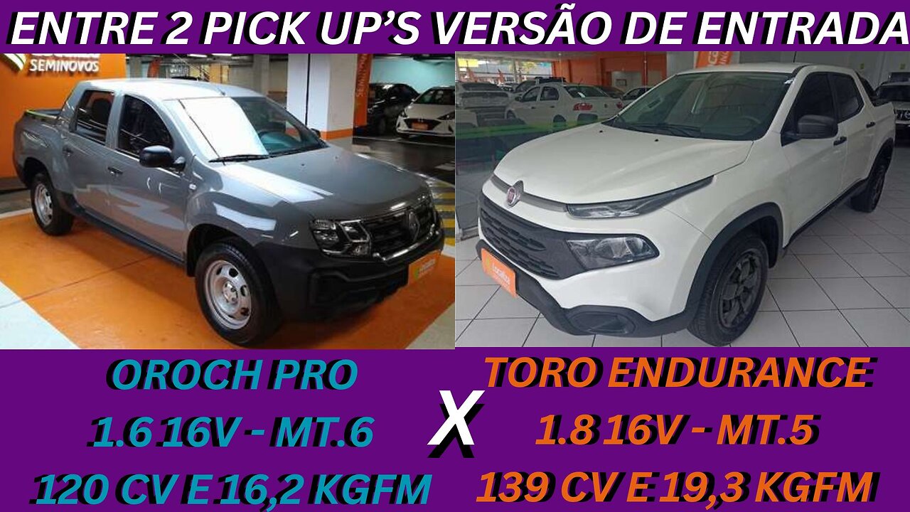 ENTRE 2 CARROS - RENAULT DUSTER OROCH X FIAT TORO - SIMPLES, MAS TEM TUDO QUE VC PRECISA NA PICK UP