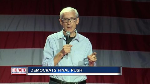 Tony Evers, Sen. Tammy Baldwin rally in Madison ahead of Tuesday's election