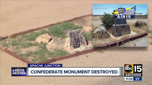 Phoenix Confederate monument defaced with paint; Apache Junction area monument damaged