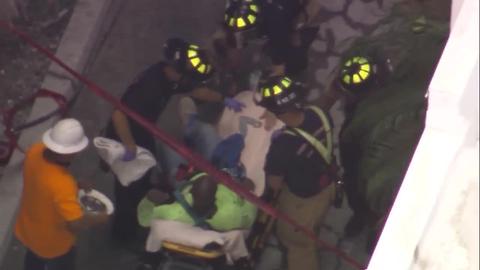 Crews trying to rescue worker stuck on scaffolding in Sarasota County