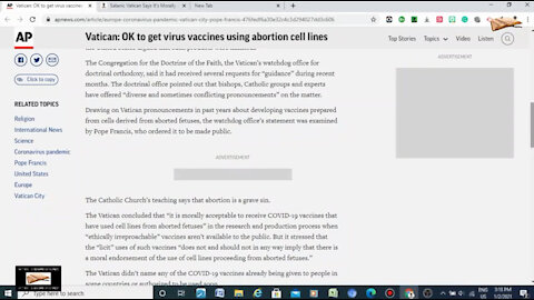 Satanic Vatican Says It’s Morally Acceptable To Get COVID-19 Vaccine Made With Aborted Baby Cells