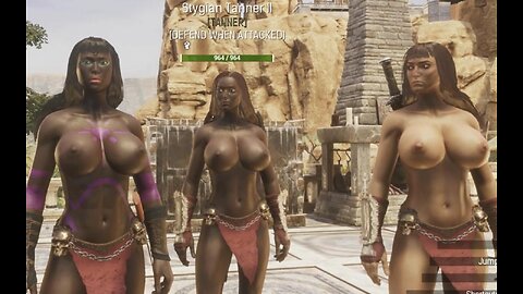 Conan Exiles carpenter & tanner busty Boobs breast expansion huge tits silicone milkers knockers