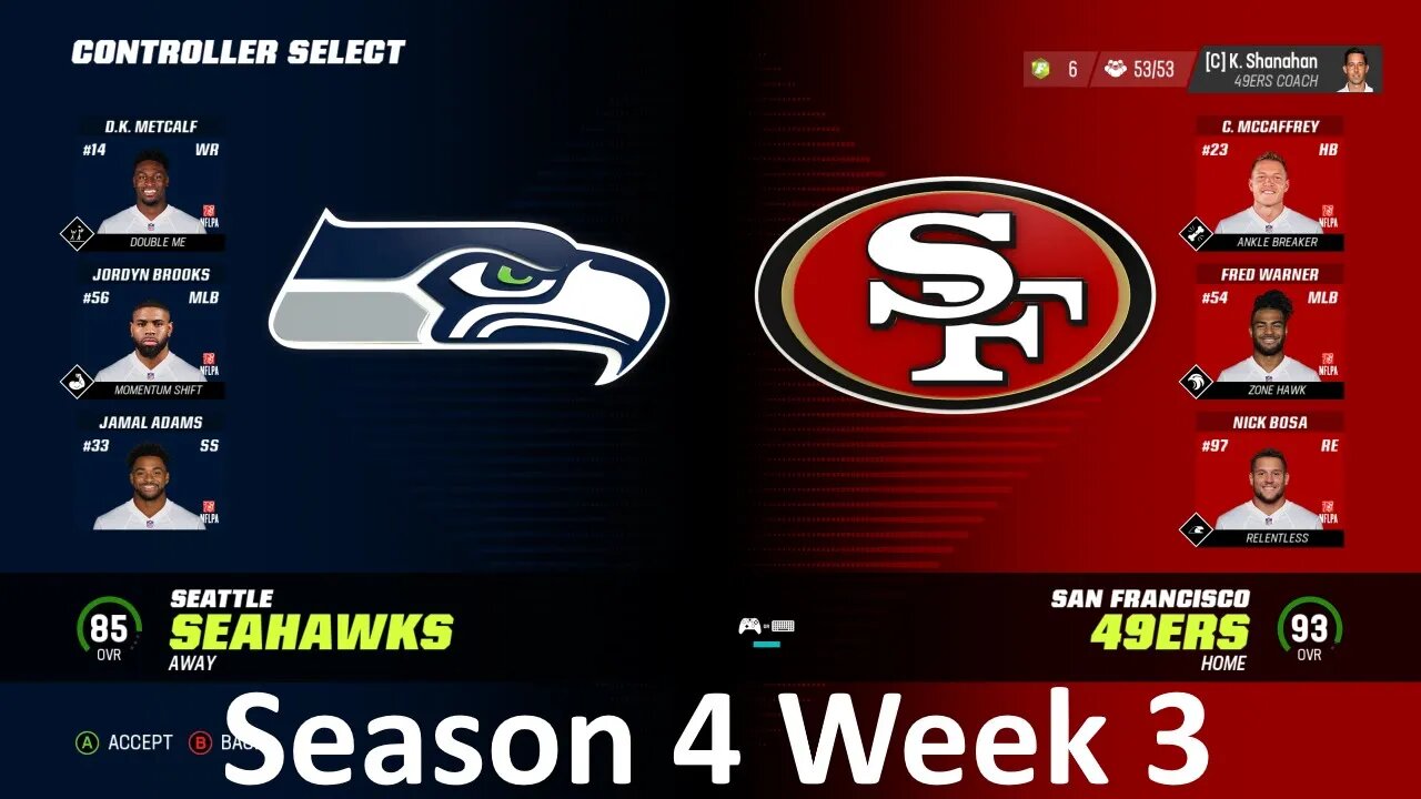Madden Nfl 23 Seahawks Vs 49ers Simulation Franchise S4 W3