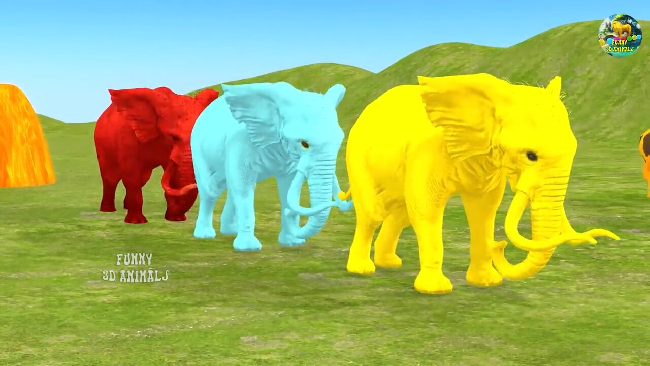 Paint Animals Gorilla Cow Tiger Lion Elephant Fountain Crossing Animal video