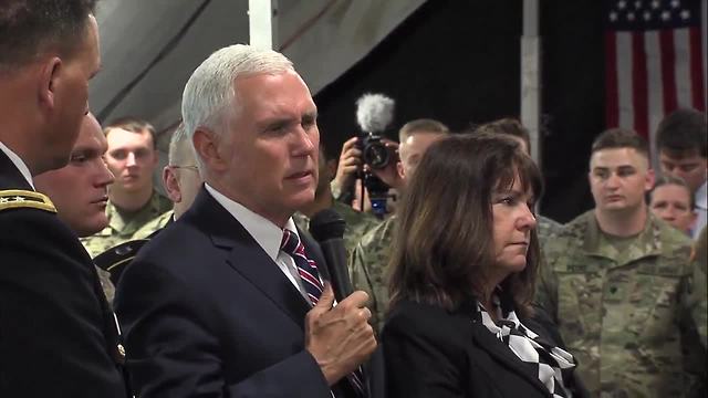 Vice President Mike Pence meets Indiana National Guard members