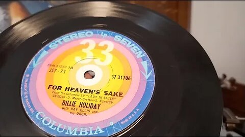 For Heaven's Sake ~ Billie Holiday ~ 7" Vinyl 33rpm Columbia Stereo Seven LP ~ Lady In Satin