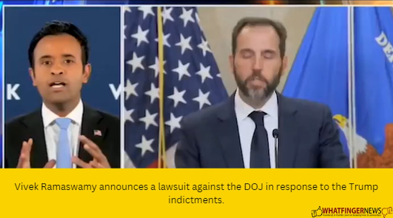 Vivek Ramaswamy announces a lawsuit against the DOJ in response to the Trump indictments.