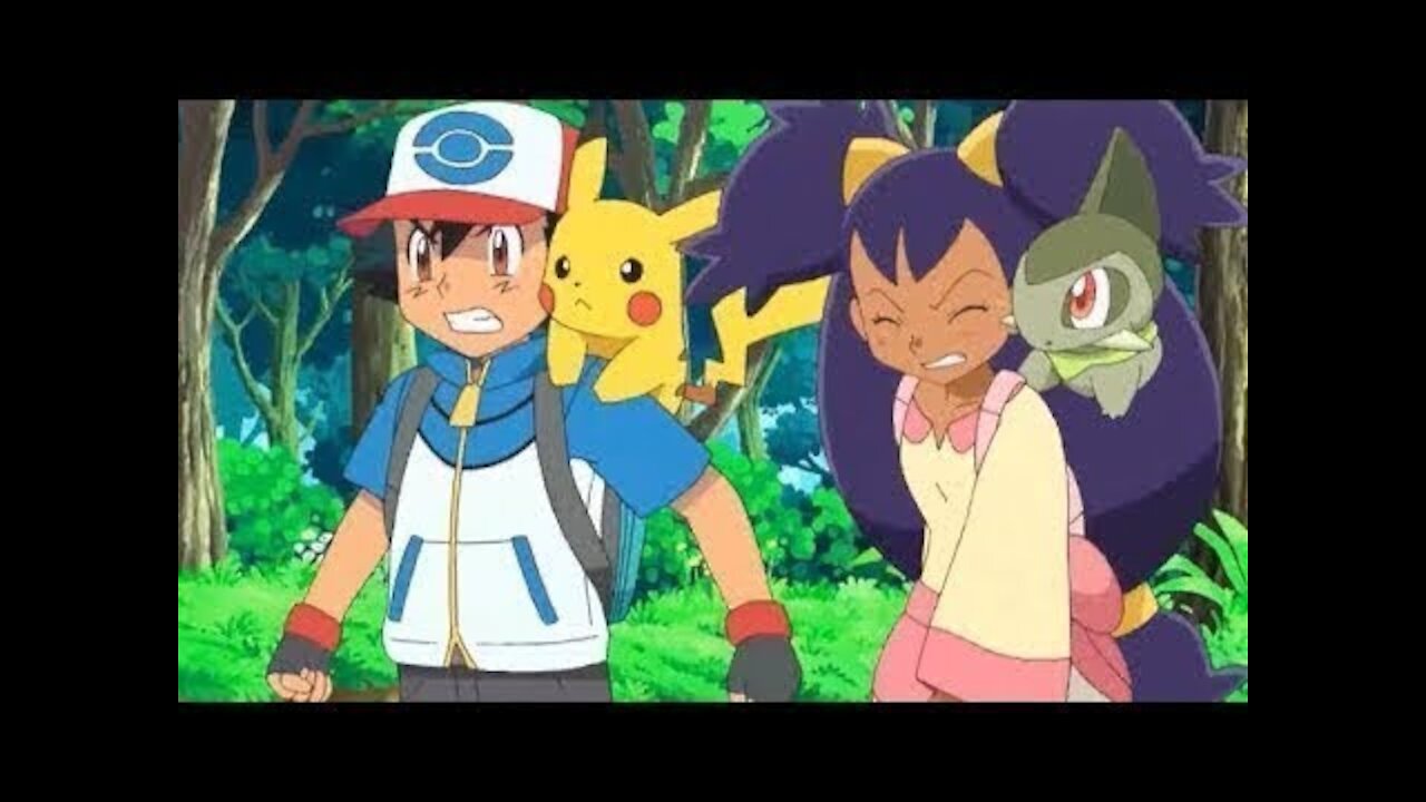 Pokemon Best Wishes Ash and Iris acting like the kids that they are