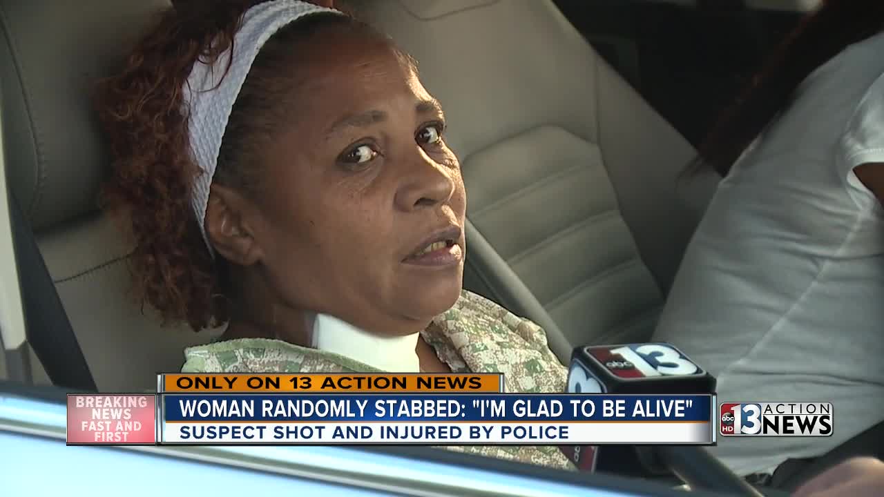 Las Vegas woman randomly stabbed: "I'm glad to be alive"