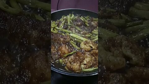Sweetened adobong sitaw with chicharon
