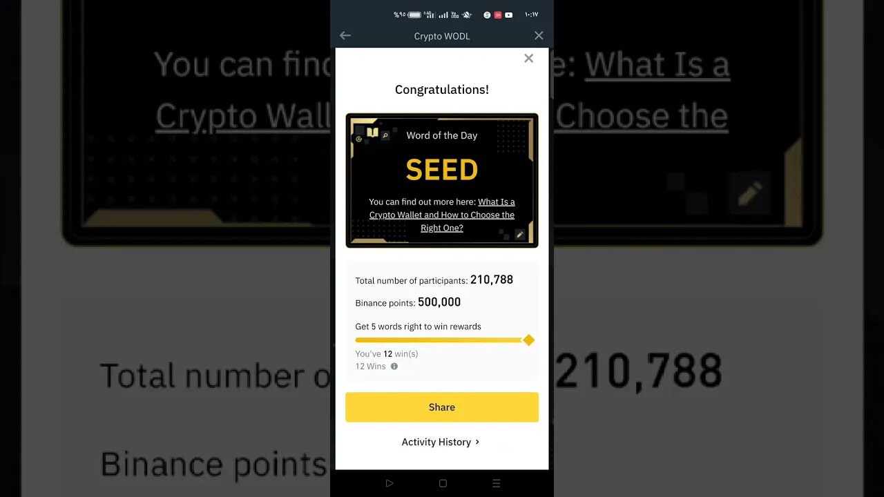 Today's Binance Wallet puzzle consists of 4 letters {The word Binance today has 4 letters}
