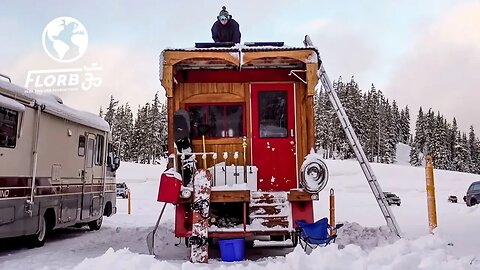 SNOWBOARD PRO Converts FIRETRUCK into TINY HOME to Live at Mt Bachelor