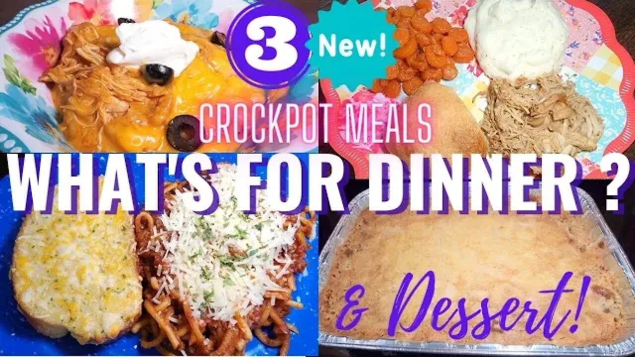 WHAT'S FOR DINNER | 3 NEW CROCKPOT RECIPES & DESSERT | MISSISSPPI CHICKEN | CARAMEL APPLE DUMP CAKE