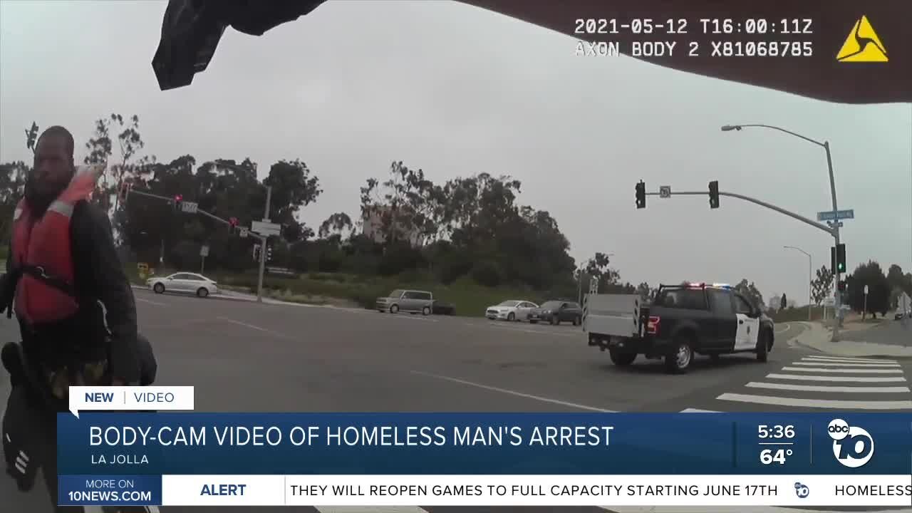 Body-cam video released of homeless man's arrest in La Jolla