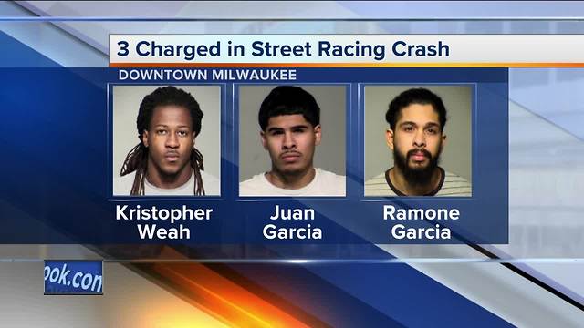 3 men face felony charges for drag racing, crashing into business, shooting at officers in downtown Milwaukee