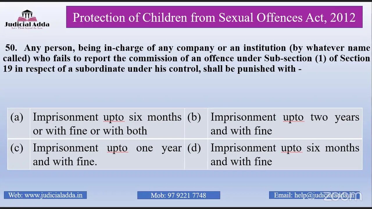 Class 8- Important MCQs on POCSO- Part 2