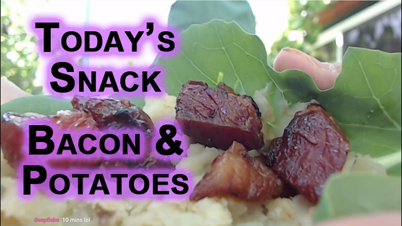 Today’s Snack: Bacon & Potatoes Wrapped in Collard Greens From Our Patio Garden [Food Eating ASMR]