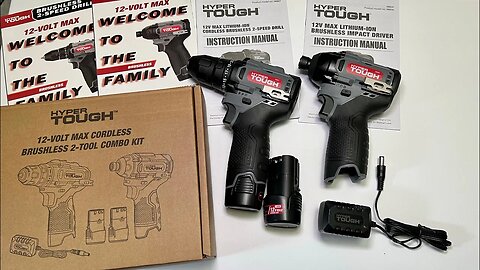 Hyper Tough 12V Max Cordless Brushless 2 Tool Drill & Impact Driver Kit Unboxing Model 98820