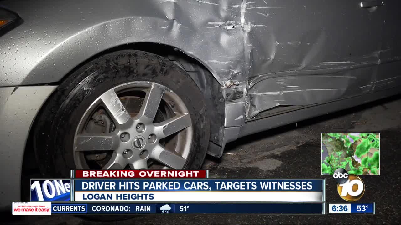 Driver allegedly targets witnesses after hitting parked vehicles in Logan Heights