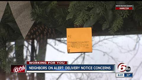 Indy neighborhood warns delivery notices could be potential scam