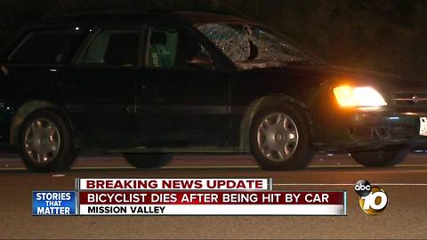 Bicyclist dies after being hit by car in Mission Valley