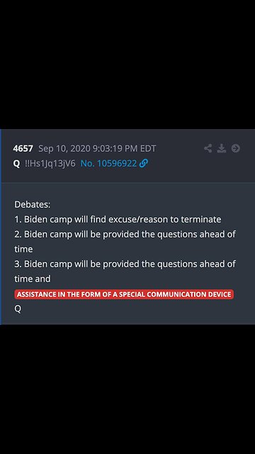 💥 Biden Camp Will Be Provided The Questions Ahead Of Time And Assistance On The Form Of A Special Communication Device