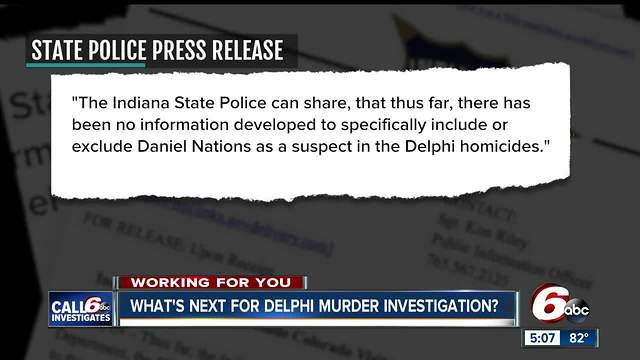 Indiana State Police say Daniel Nations neither included nor excluded as suspect in Delphi homicides