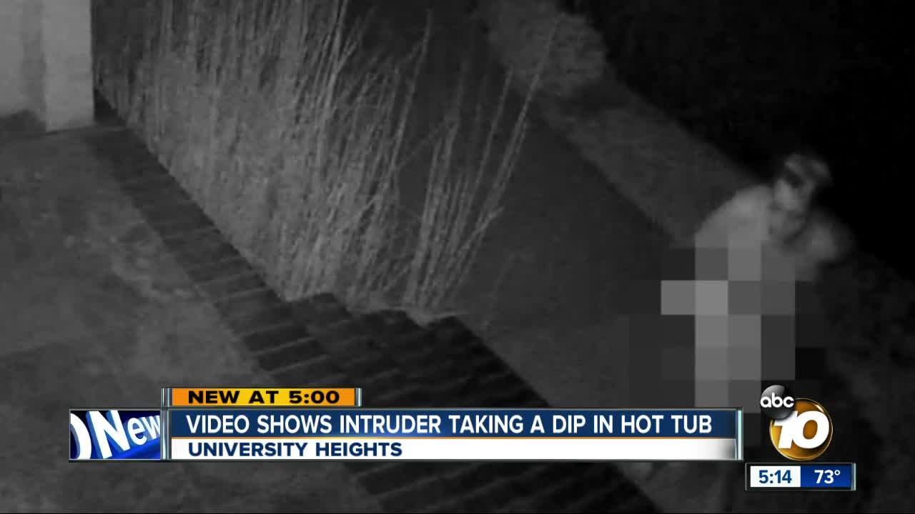 Caught on video: intruder takes dip in hot tub