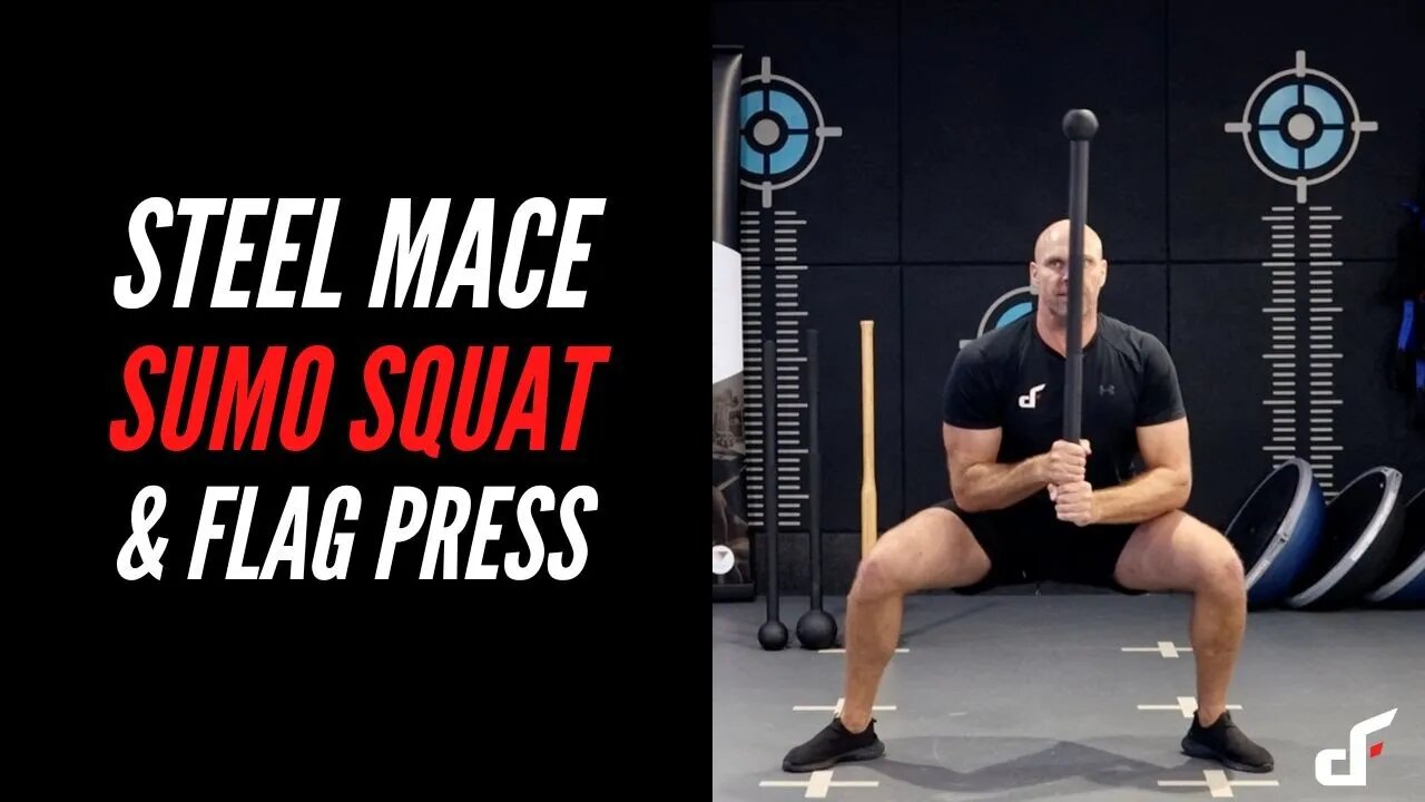 Steel Mace Sumo Squat + Rotational Flag Press