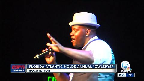 FAU's Charles Cameron performs 'I Believe I Can Fly' at Owlspys